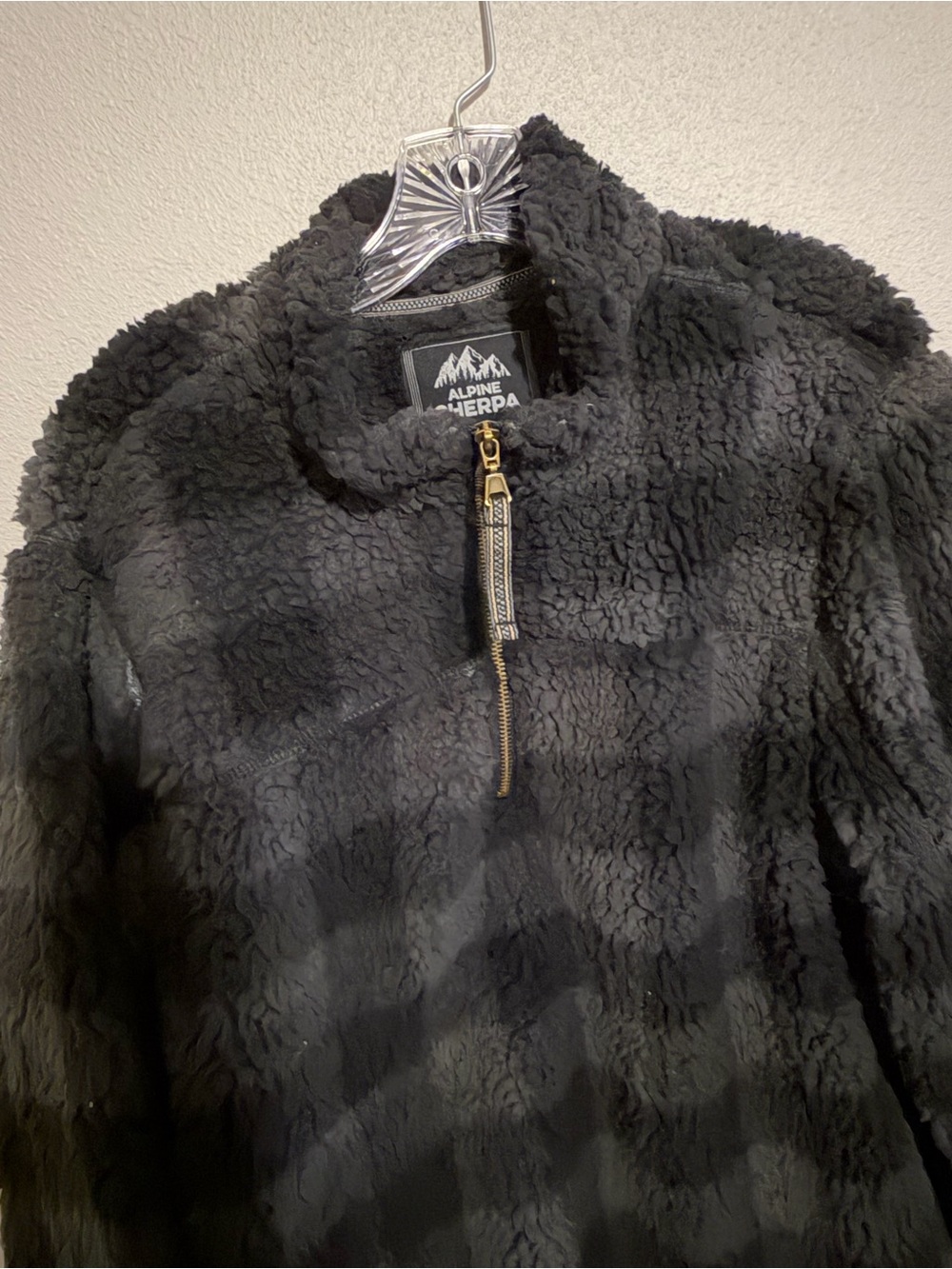 Black and Gray Sherpa Half-Zip Jacket- great for outdoors